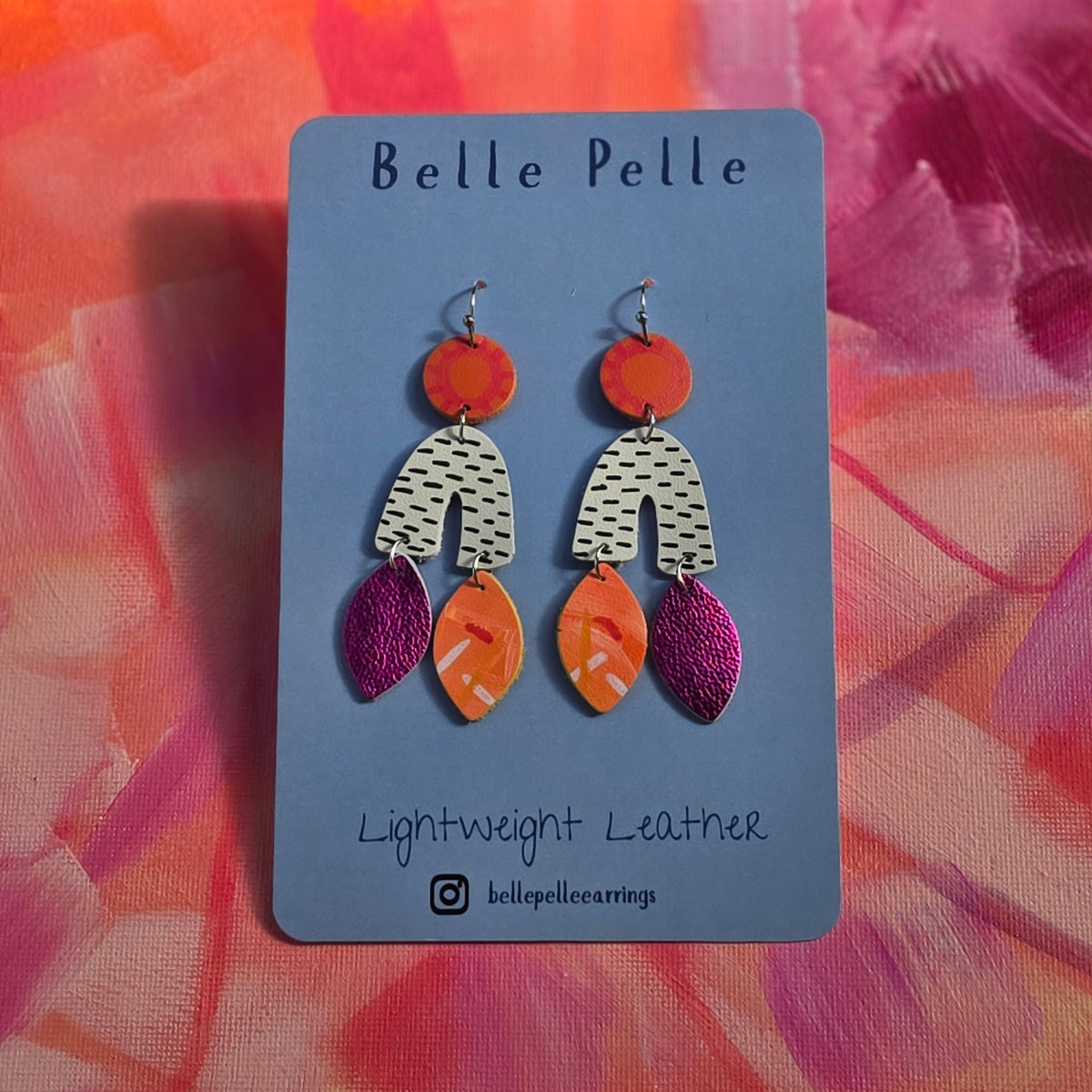 Classica Musa Leather Earrings –  Neon Savannah
