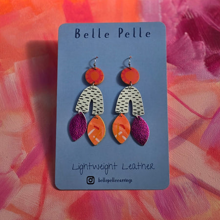 Classica Musa Leather Earrings –  Neon Savannah