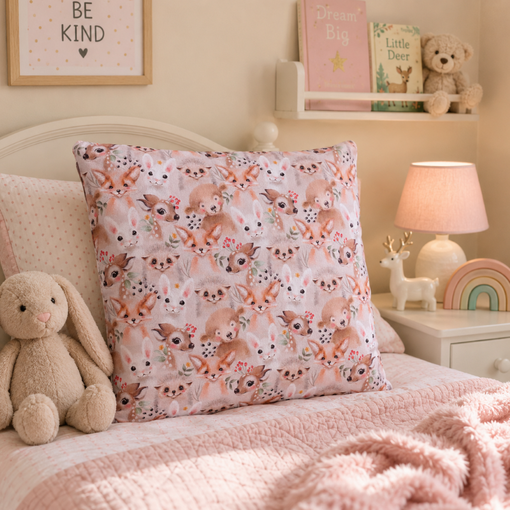 Child's Cushion Covers- Woodland Animal Print Design-Nursery Decor 45x45cm