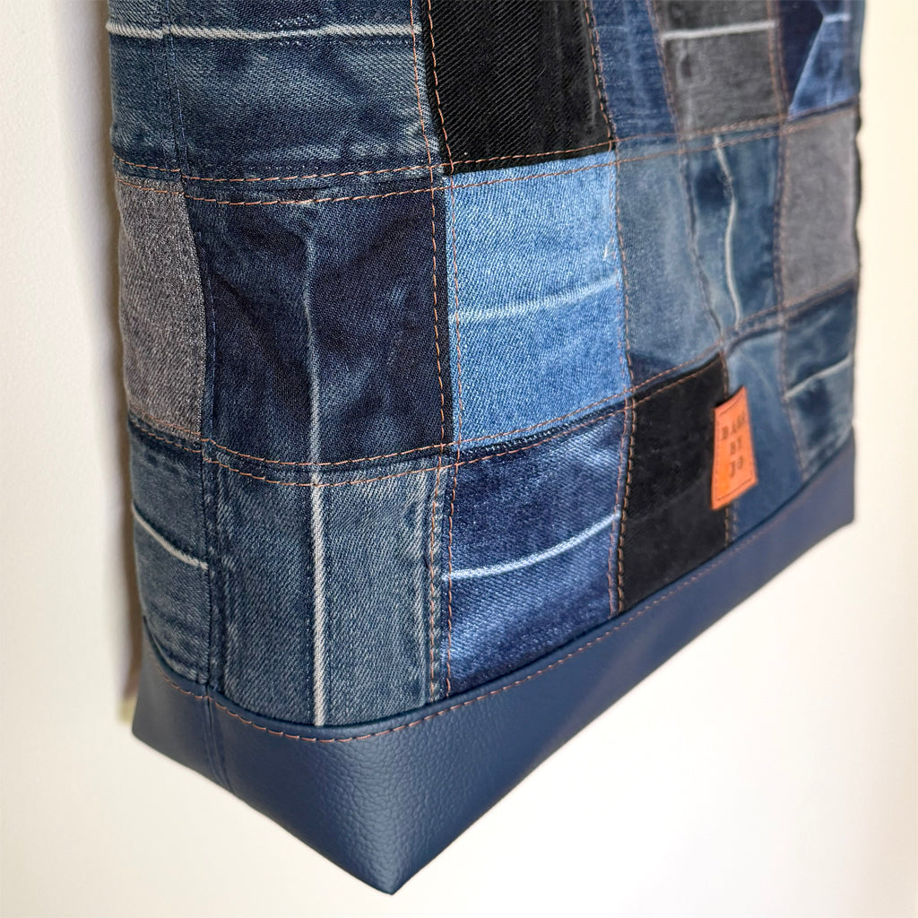 Large Patchwork Tote Bag | Upcycled Denim | Handmade