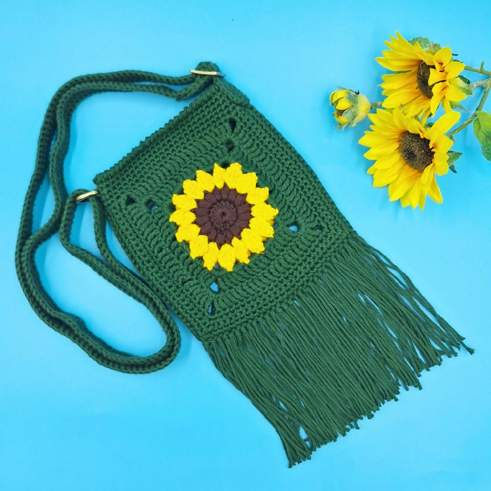 Sunflower Granny Square Cross Body Bag