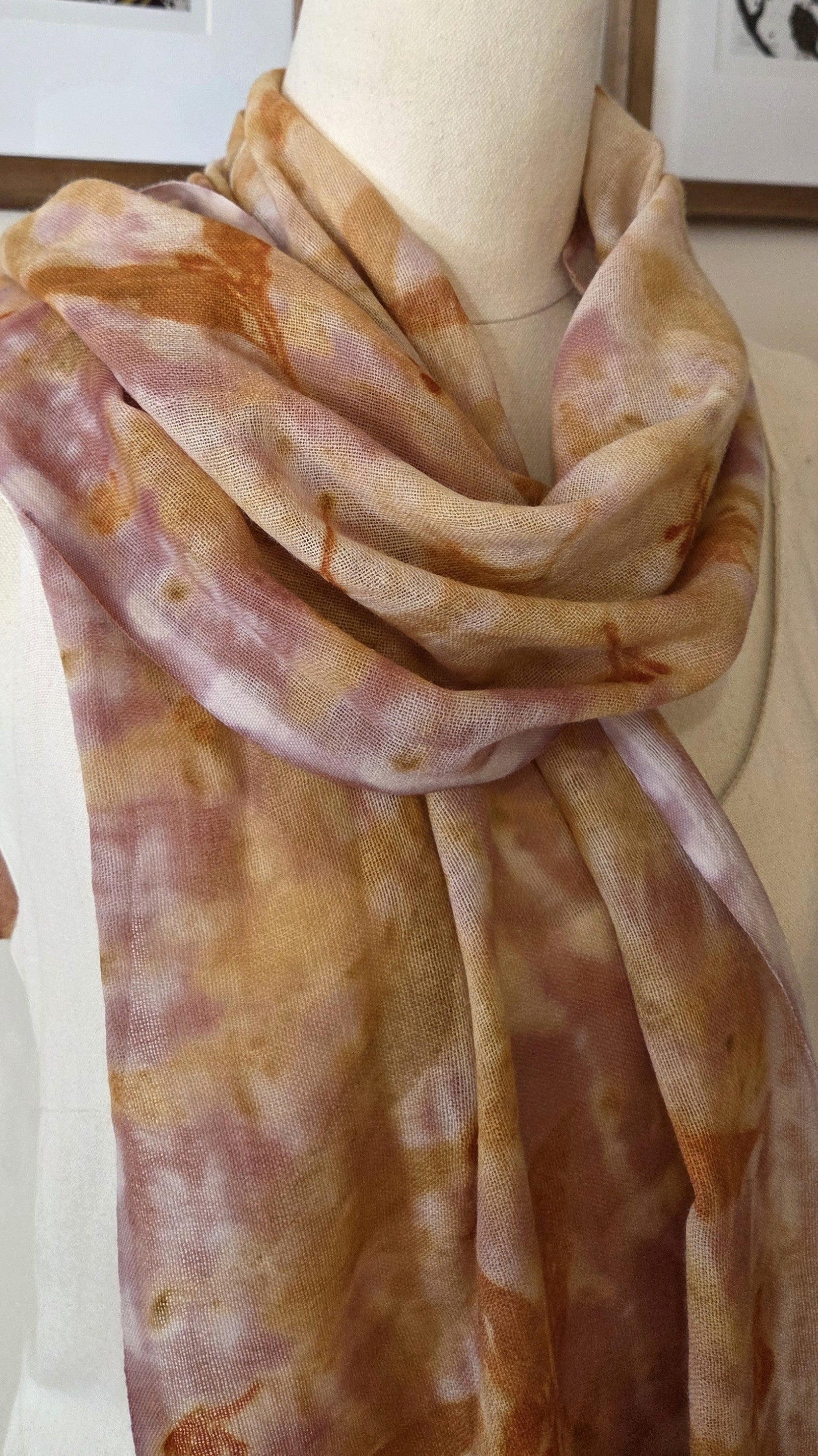 The Tilly - Pure Fine Handloomed Wool Ecoprint Scarf/Wrap