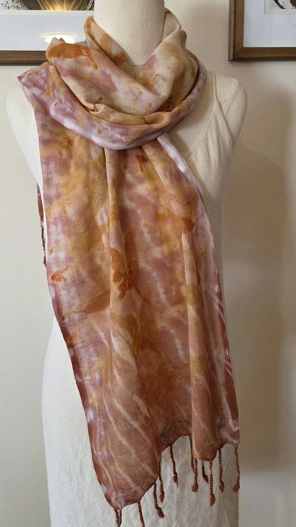 The Tilly - Pure Fine Handloomed Wool Ecoprint Scarf/Wrap
