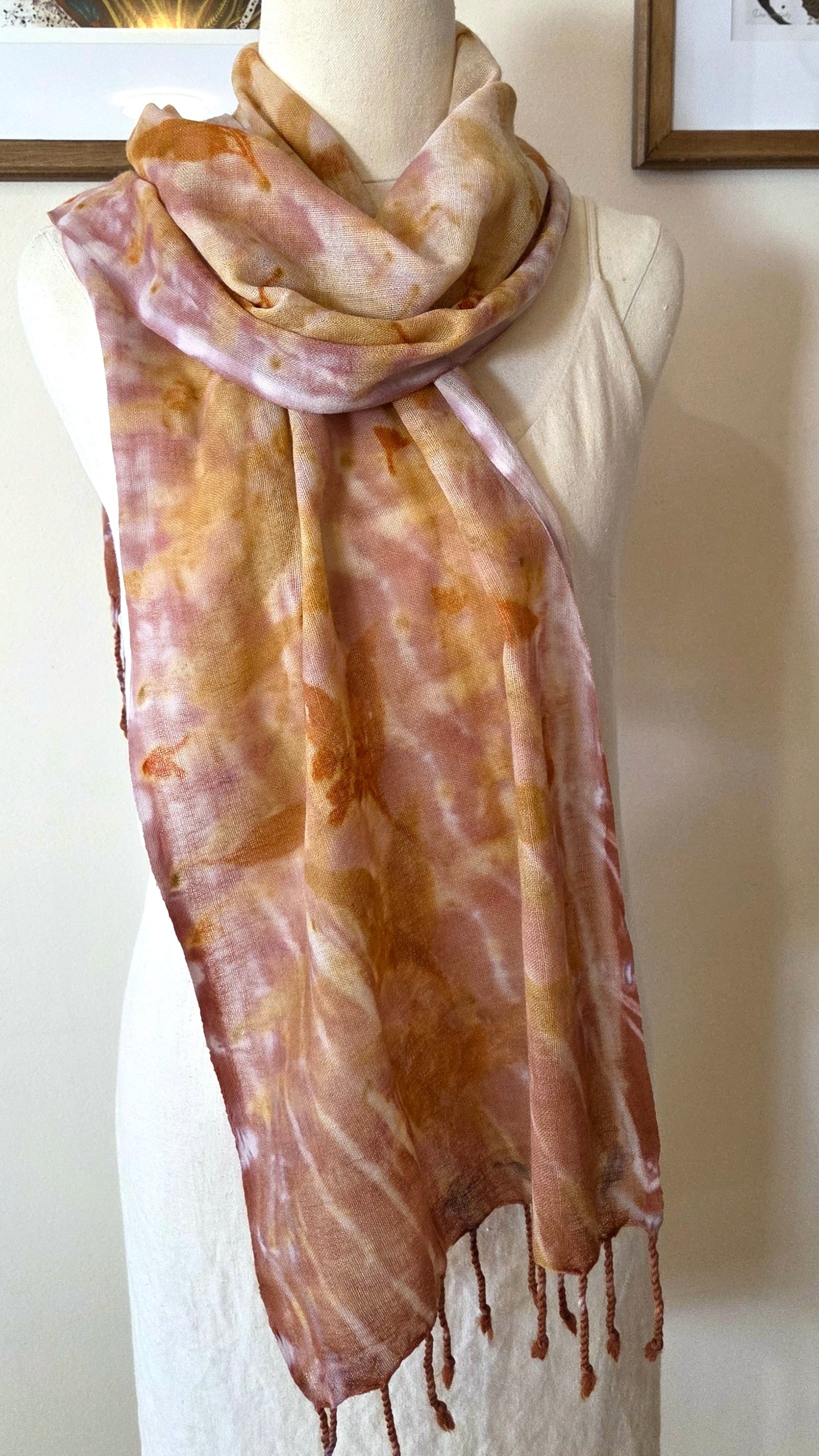 The Tilly - Pure Fine Handloomed Wool Ecoprint Scarf/Wrap