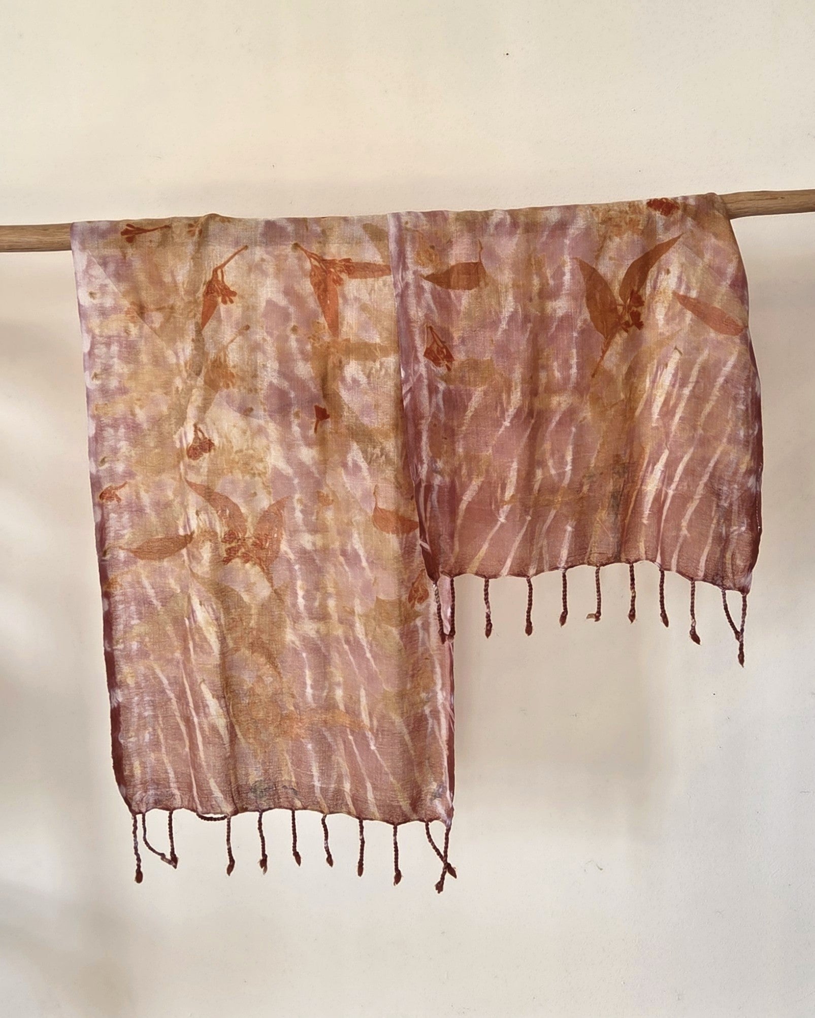 The Tilly - Pure Fine Handloomed Wool Ecoprint Scarf/Wrap
