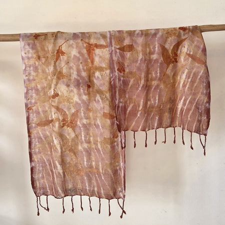 The Tilly - Pure Fine Handloomed Wool Ecoprint Scarf/Wrap