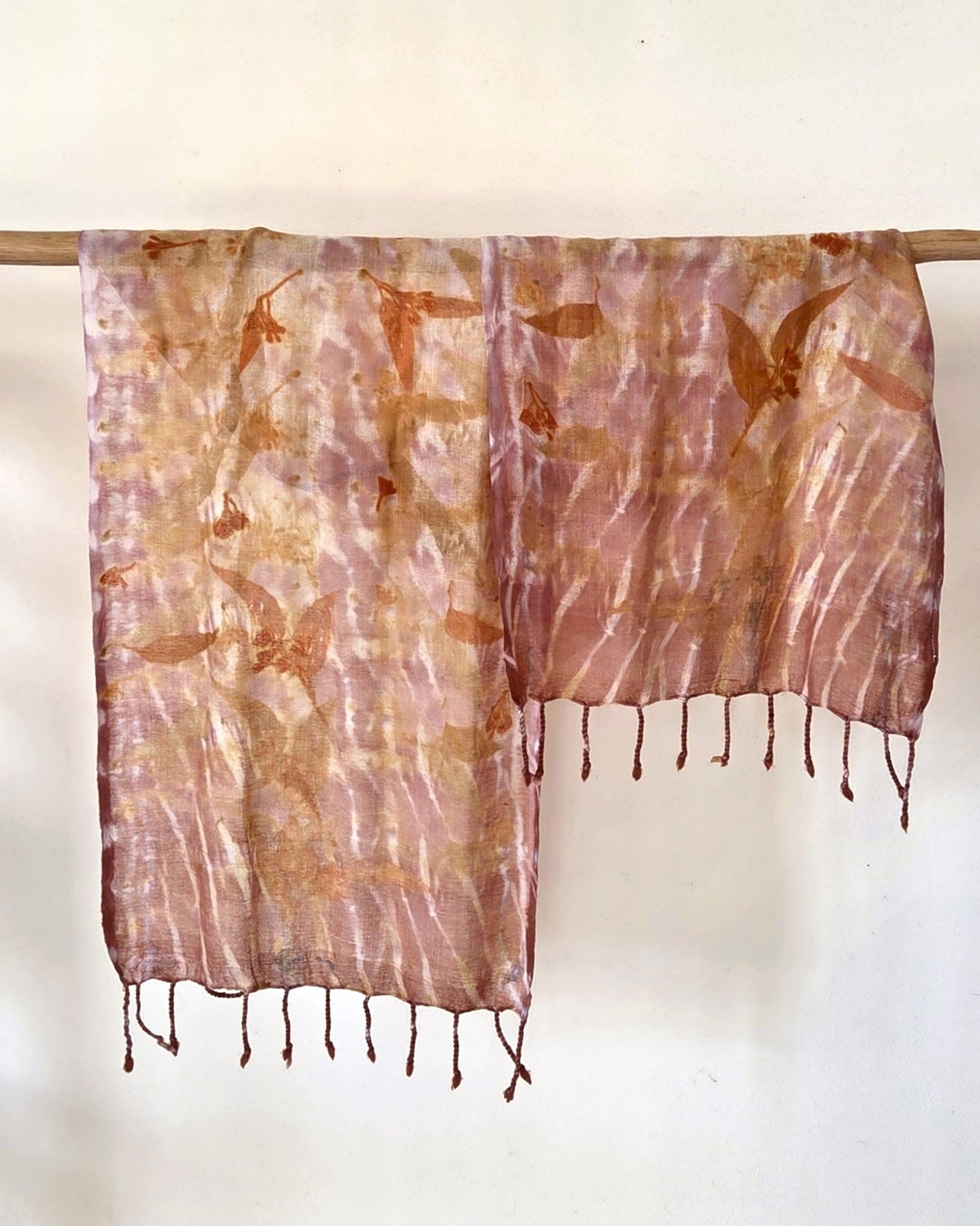 The Tilly - Pure Fine Handloomed Wool Ecoprint Scarf/Wrap