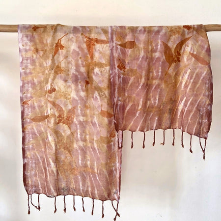 The Tilly - Pure Fine Handloomed Wool Ecoprint Scarf/Wrap