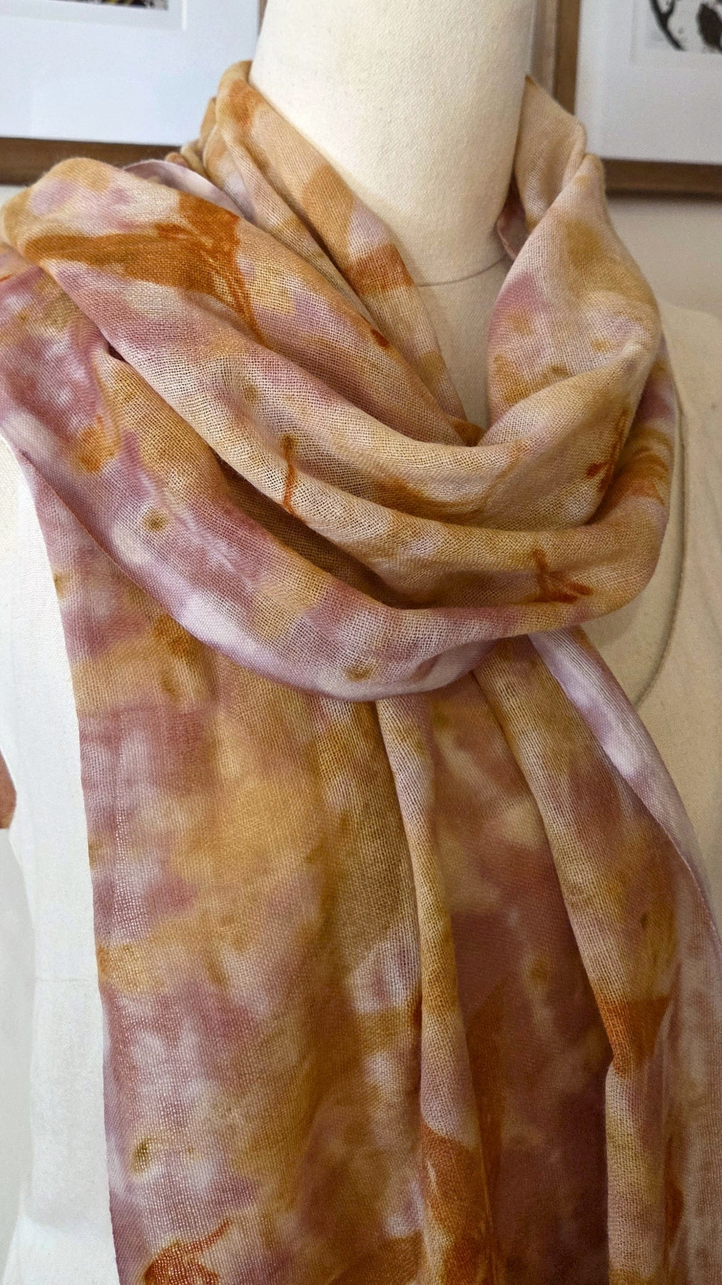 The Tilly - Pure Fine Handloomed Wool Ecoprint Scarf/Wrap