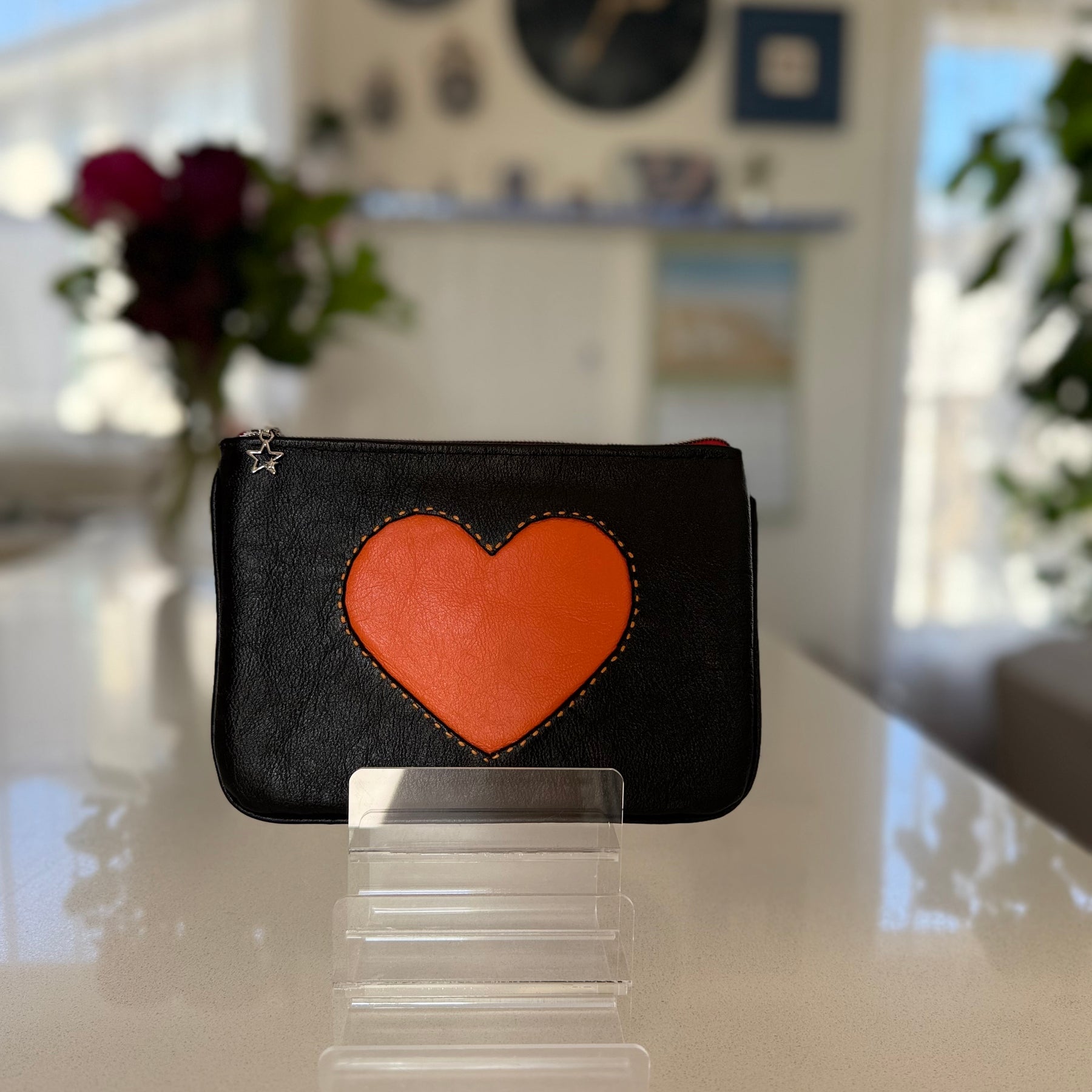 Leather makeup bag / pouch