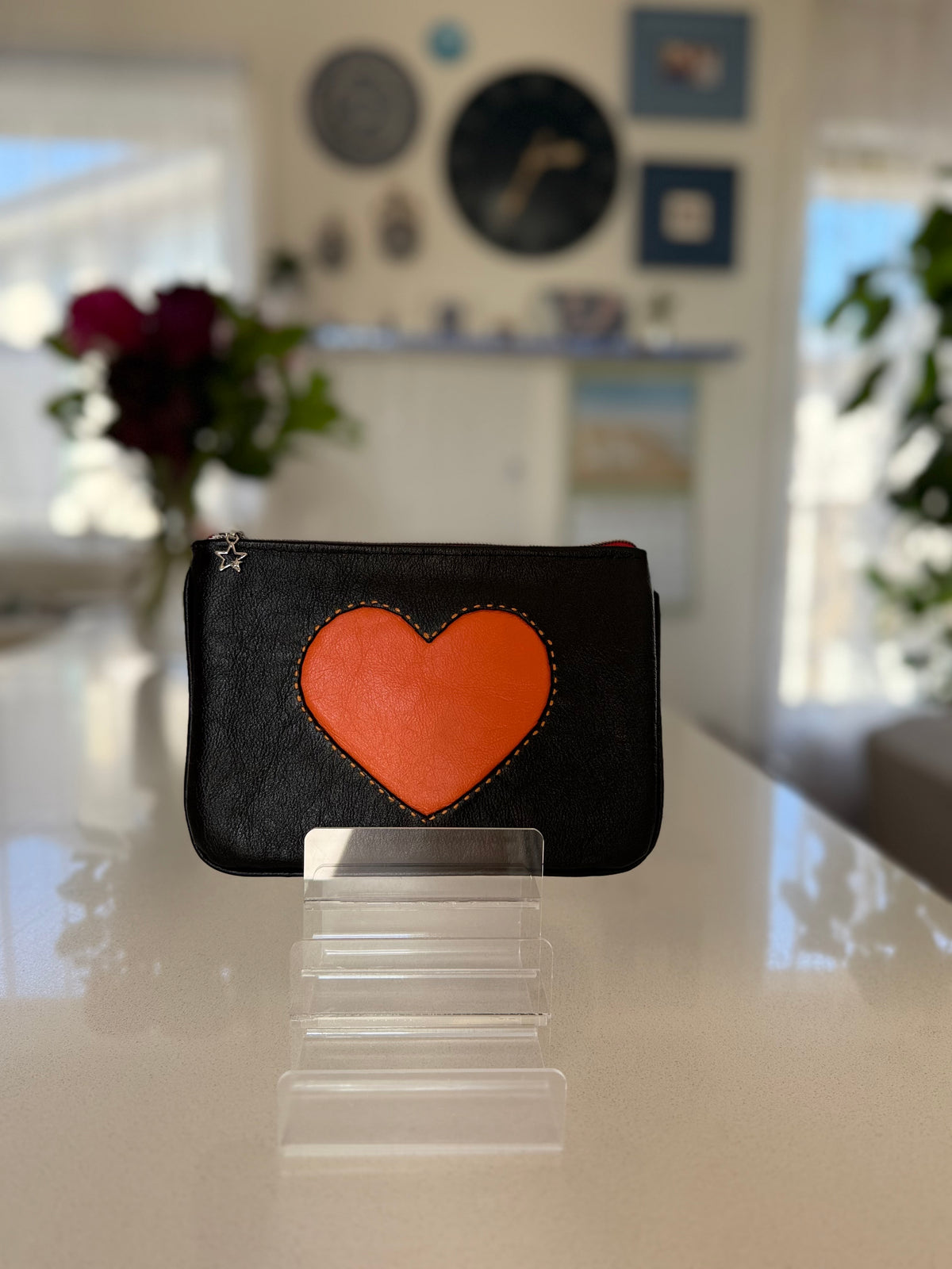 Leather makeup bag / pouch