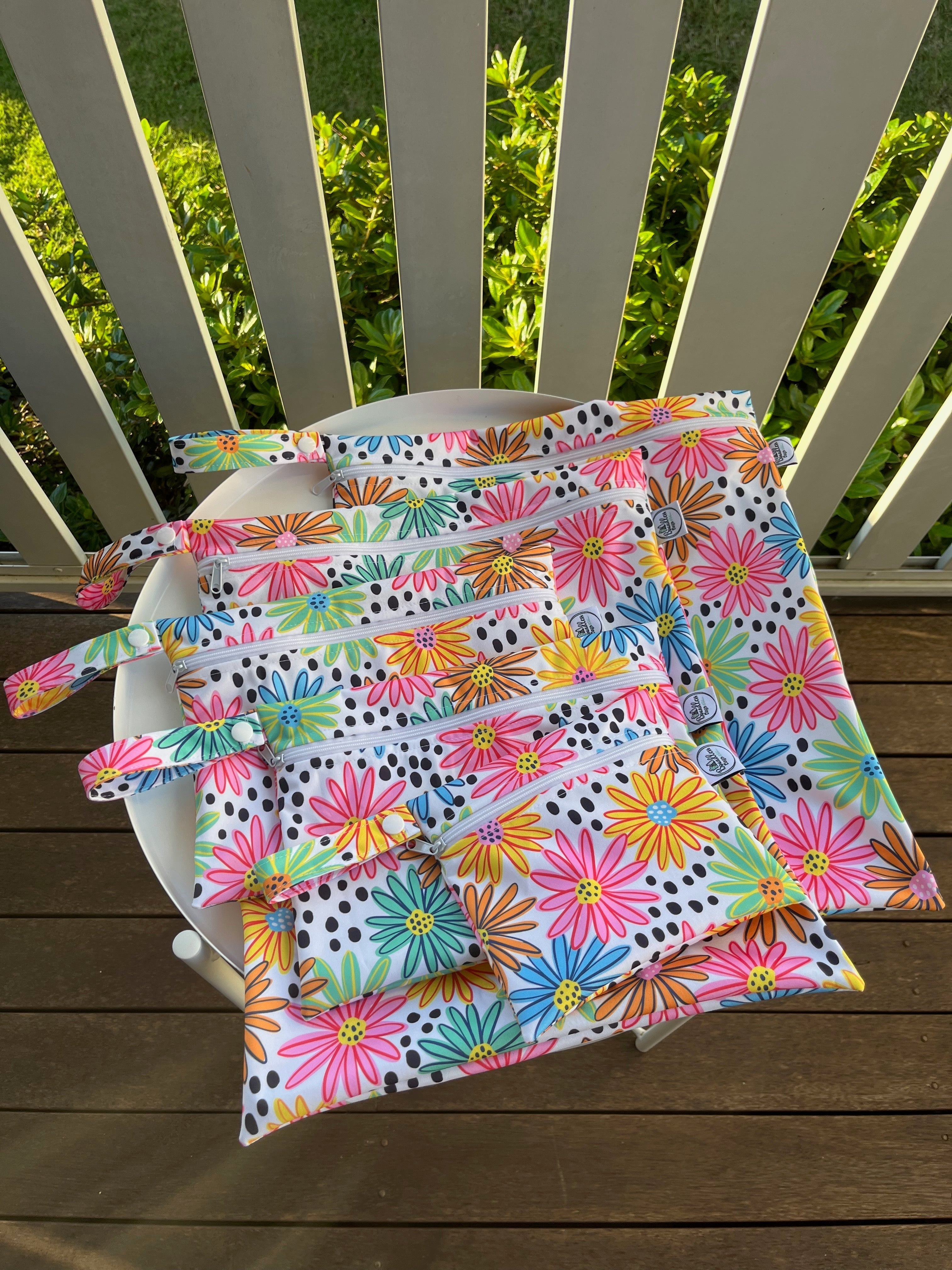 READY MADE Water-resistant wet bags - Summer Bouquet (Louise Margaret)  | Ready to ship | FREE Postage
