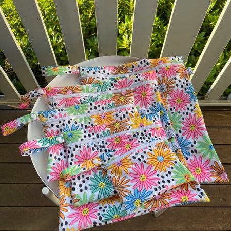 READY MADE Water-resistant wet bags - Summer Bouquet (Louise Margaret)  | Ready to ship | FREE Postage