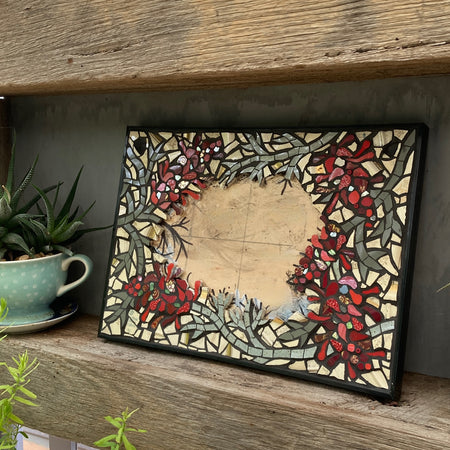 House Number Mosaic - Personalised - Grevilleas - Upcycled Crockery