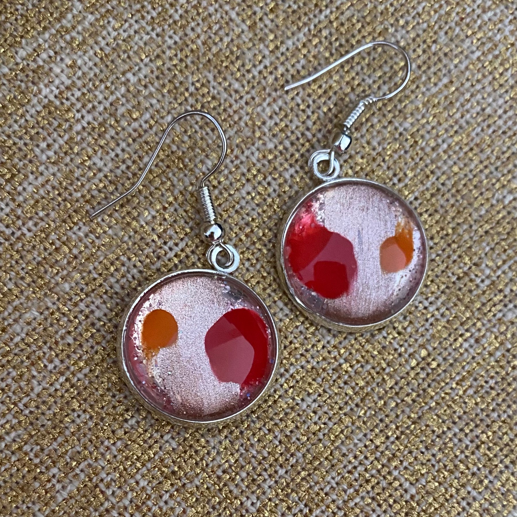 Bellini Fizz Earrings Hand-painted One only | Handmade Unique Earrings