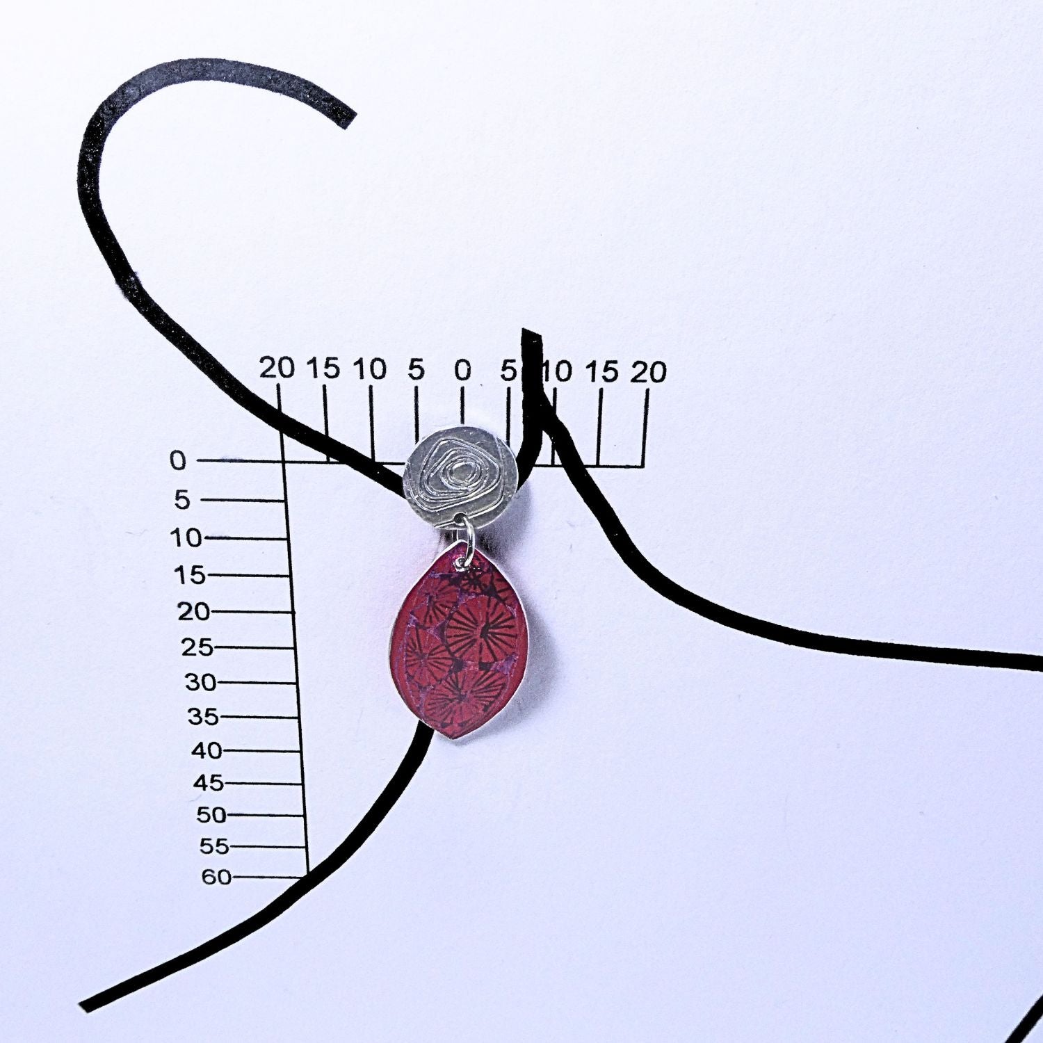 Hand printed anodised aluminium earrings - Scarlet Grace Collection