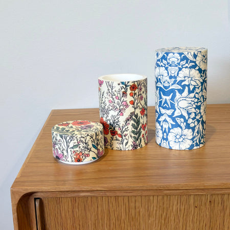Decoupaged lidded jar