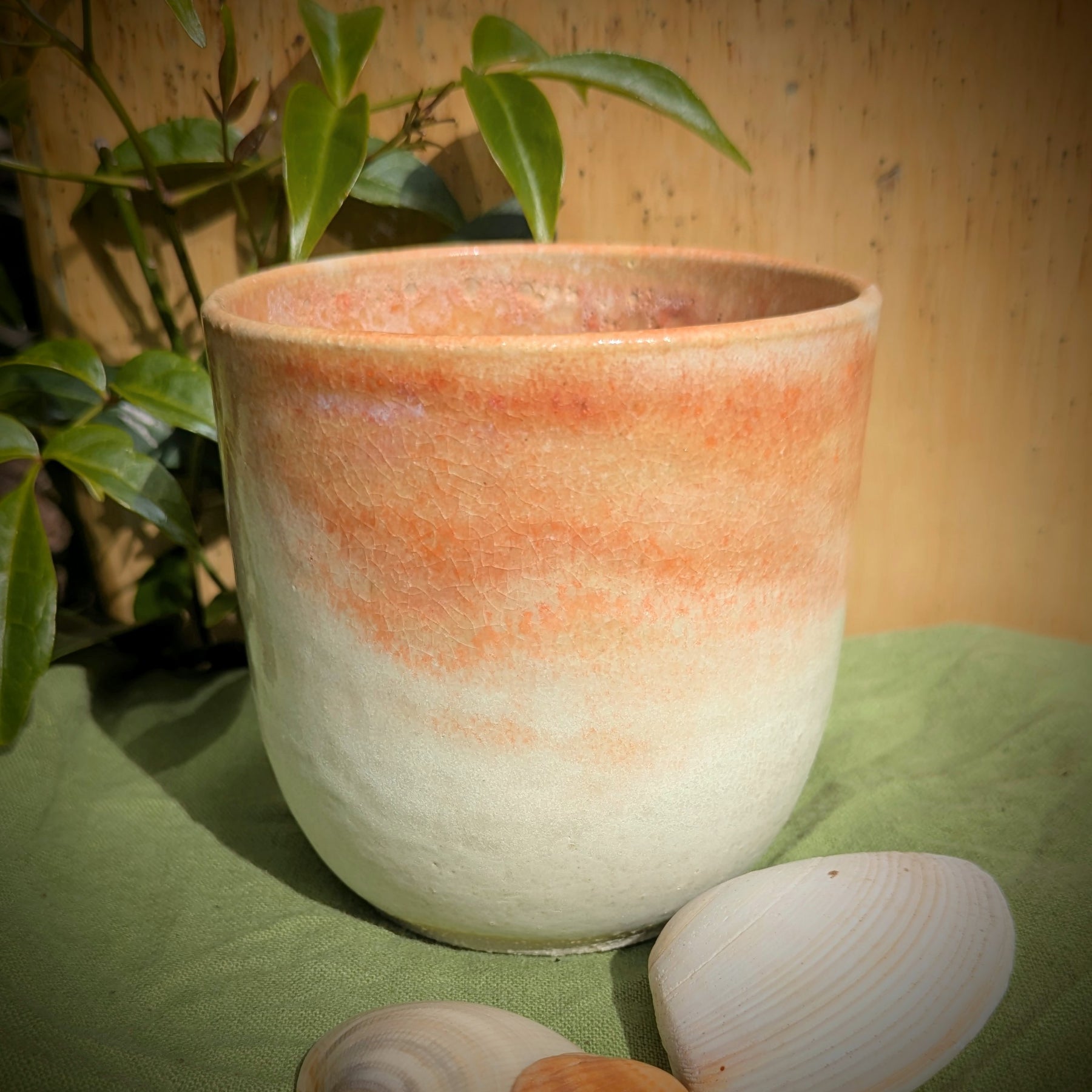 Amber and white cup