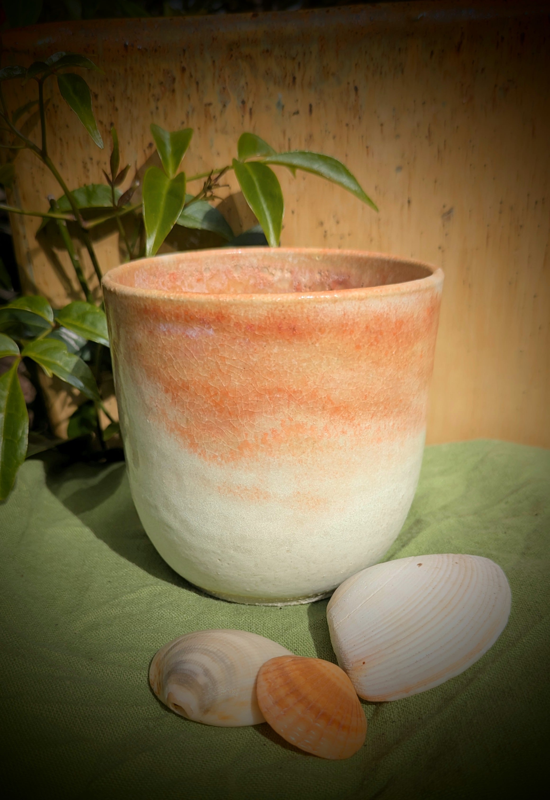 Amber and white cup