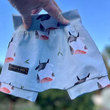 Cows! | Sizes 000, 00, 0, 1, 2 | Handmade Baby Pants by Dumbleton Duds | FREE Postage Orders $50+