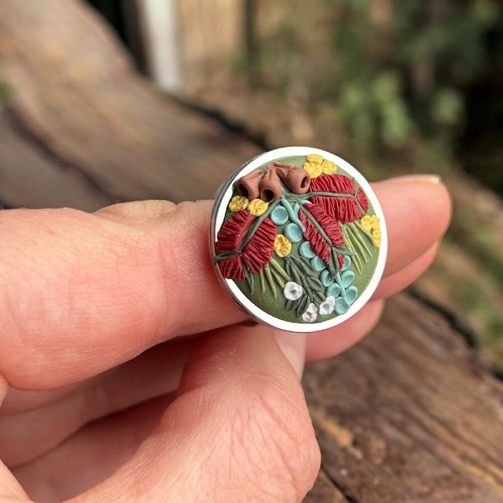 Australian Native floral Hand sculpted ring