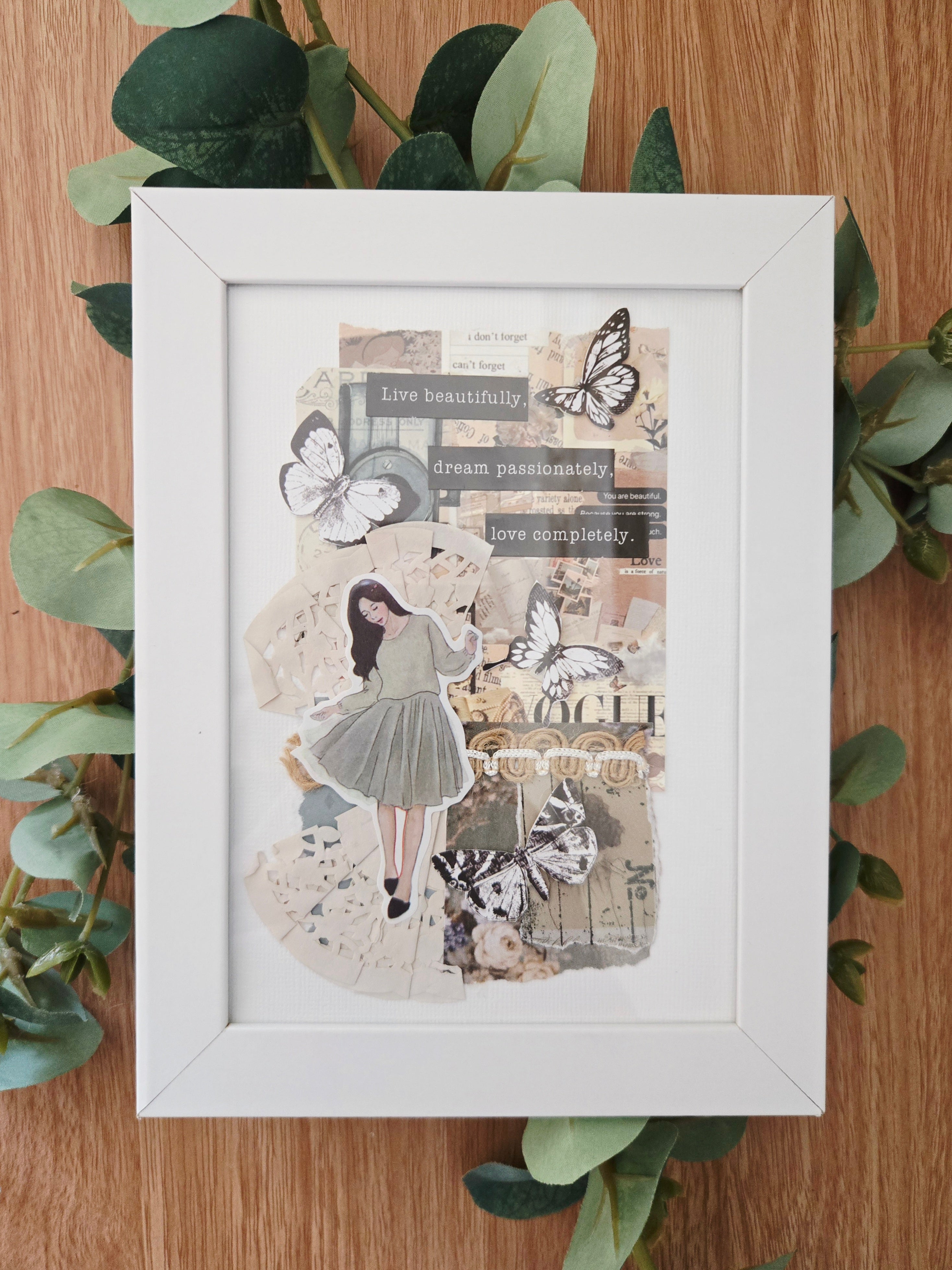 Mixed media framed artwork ~ "love completely "