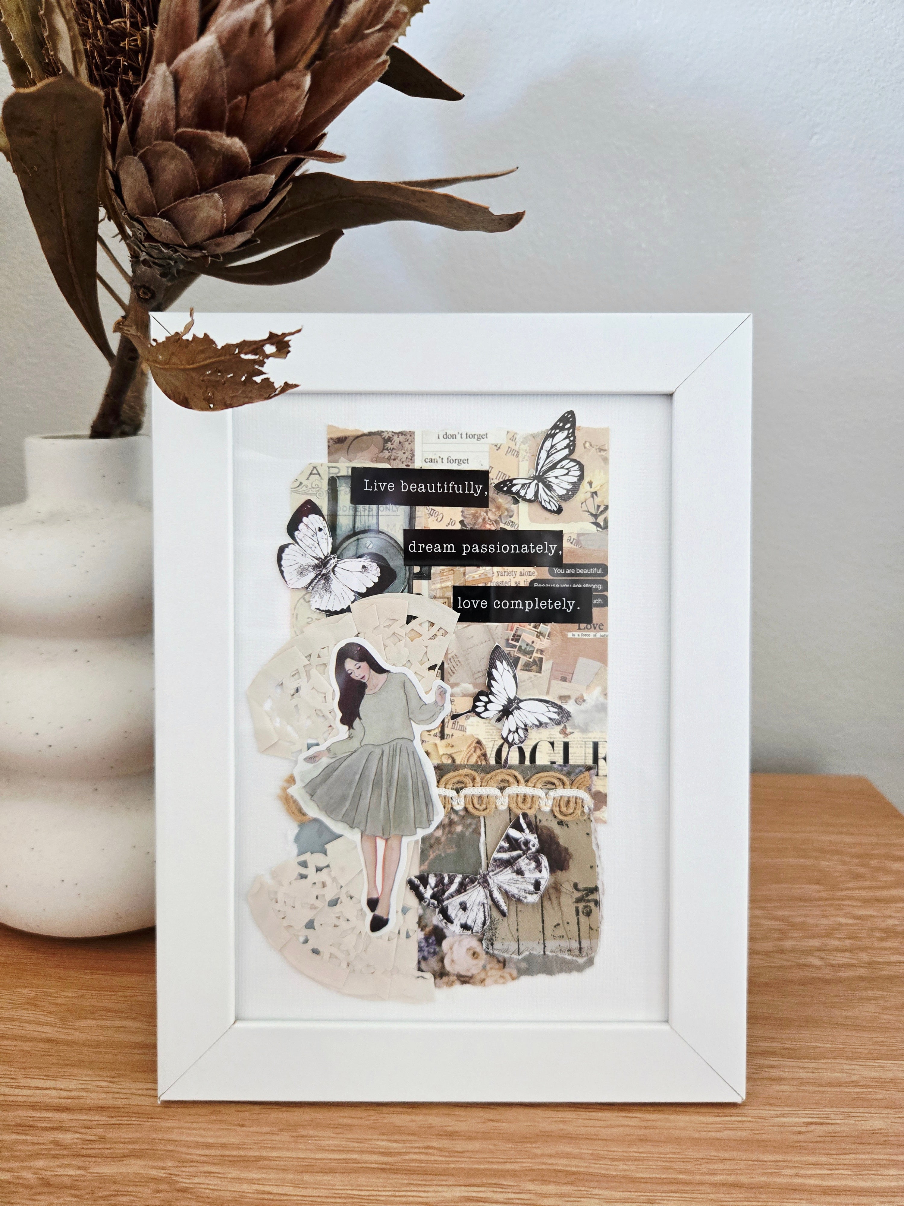 Mixed media framed artwork ~ "love completely "