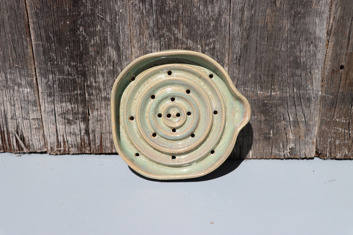 Soap dishes in misty green and blue - hand thrown