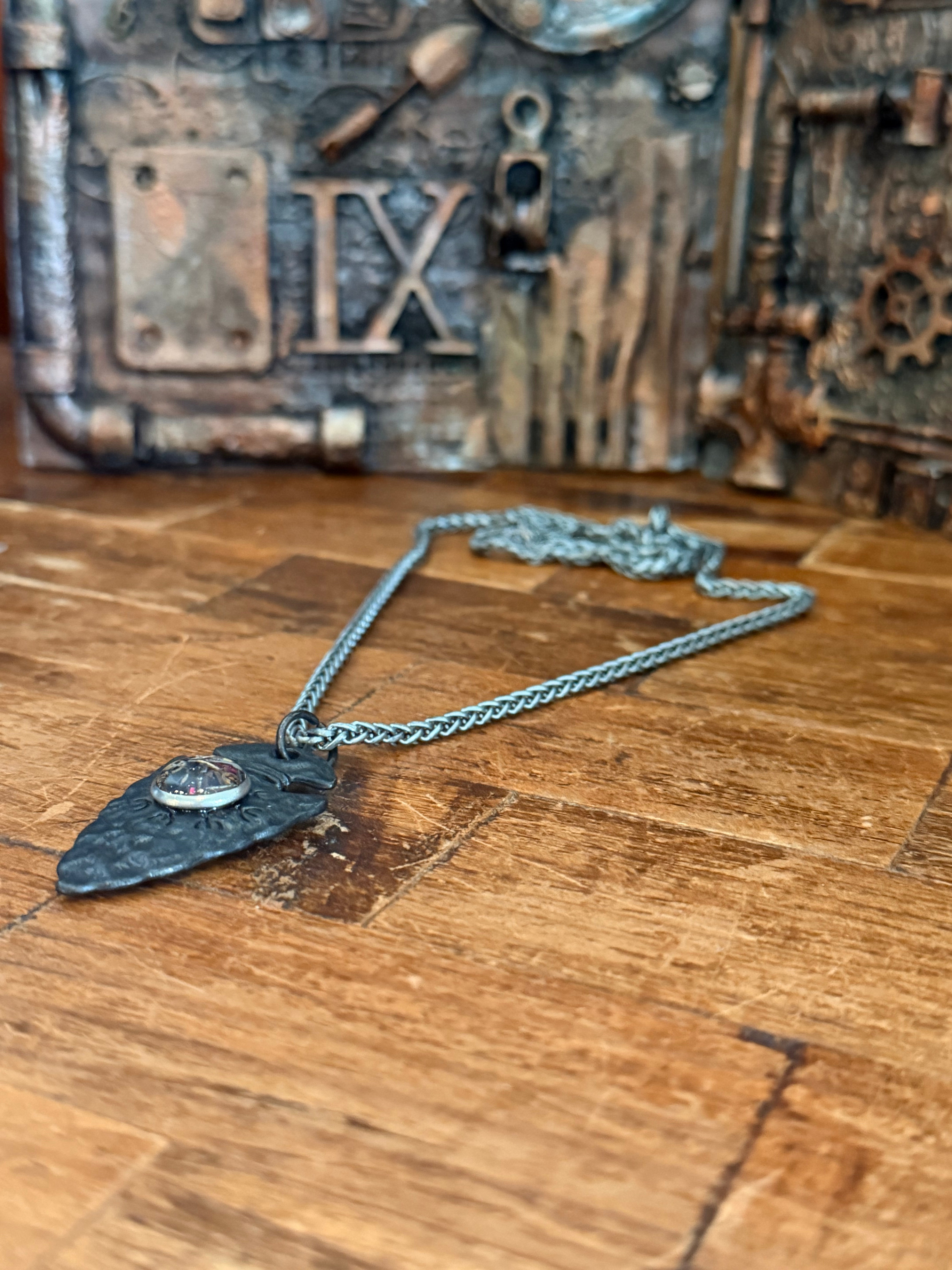 Steampunk watch parts arrowhead necklace
