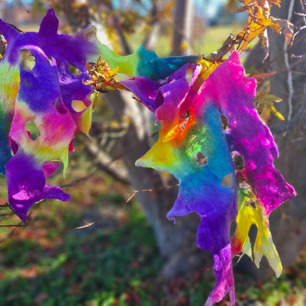 Rainbow Coloured Hand Felted Scarf