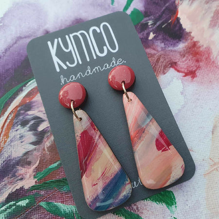 Aurora Collection| Resin large dangle earrings | Fuchsia and pink