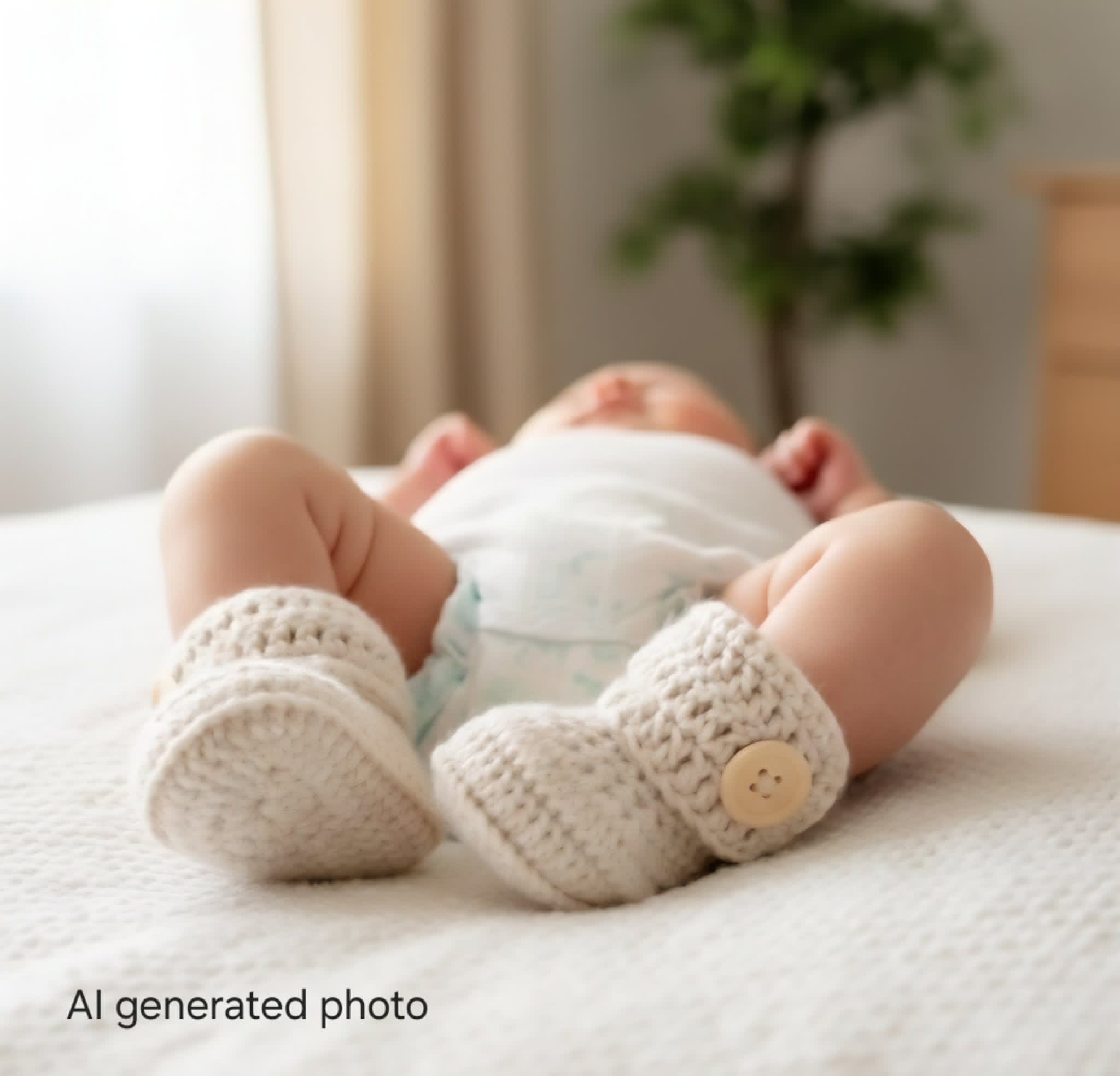 Baby Booties | Pale Beige | Newborn | Crochet | Knit | Shoes | Socks