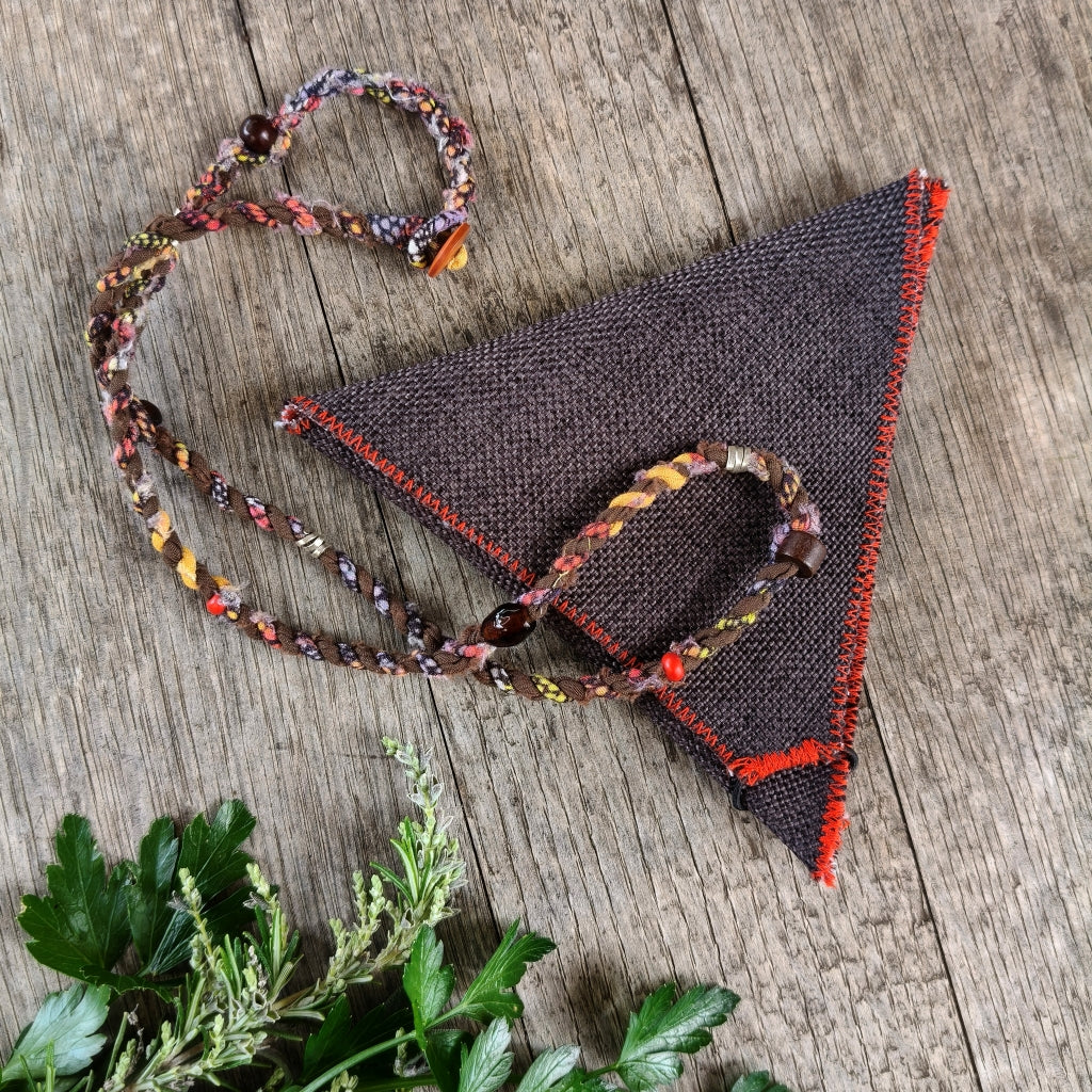 Boho Cordage Necklace with pouch - Upcycled - Men / Unisex