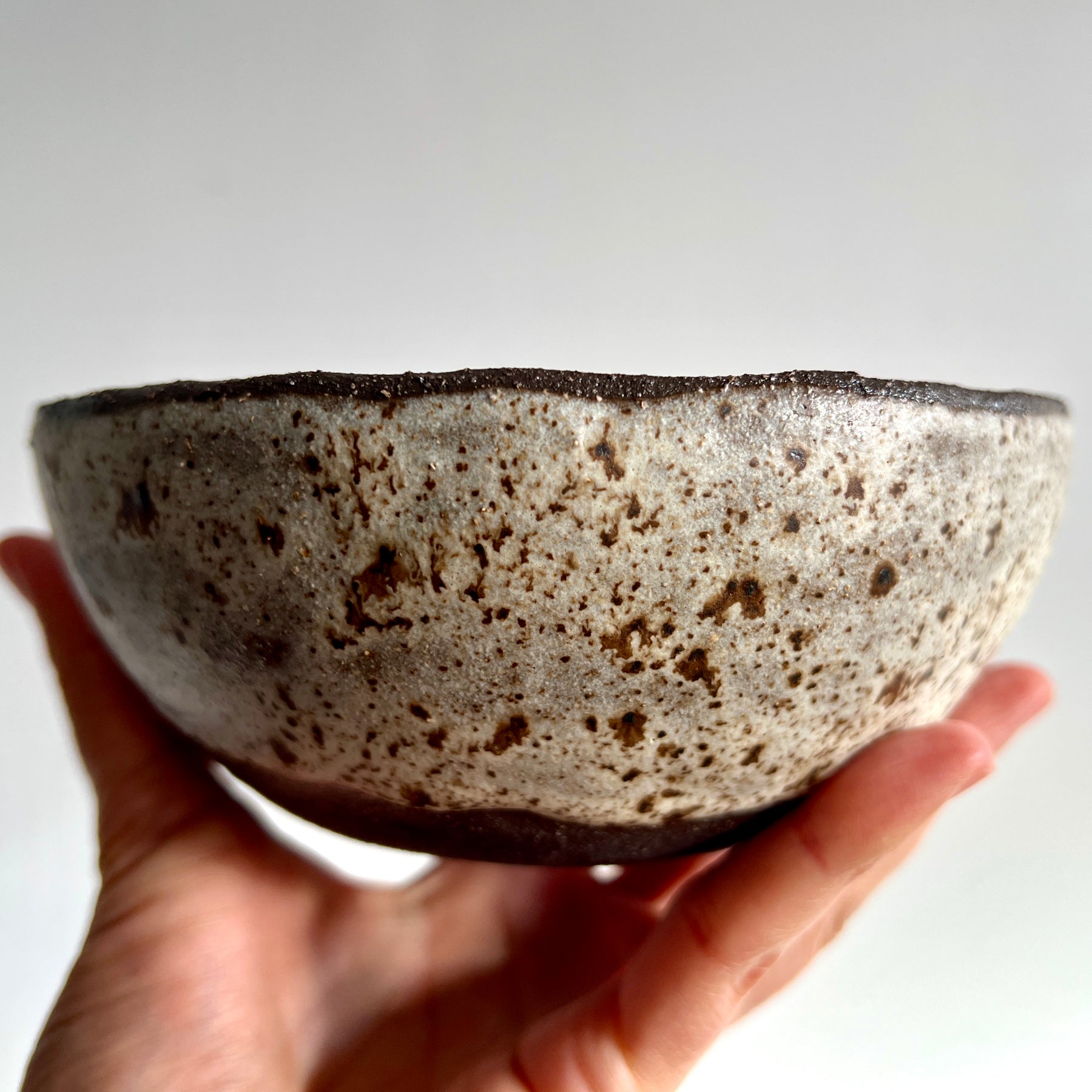 Handmade Speckled Stoneware Bowl - Winter Woods Collection, Rustic Beige Ceramic