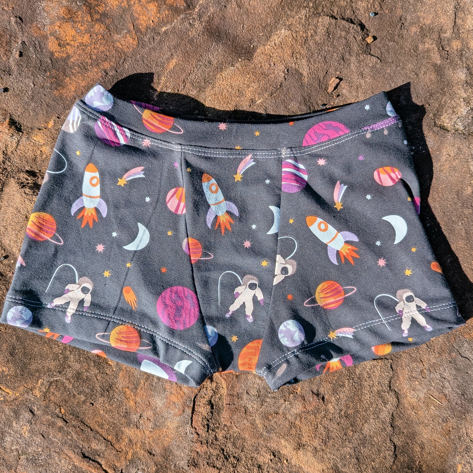 Space travel organic trunk underpants for kids sizes 1 to 12 boys