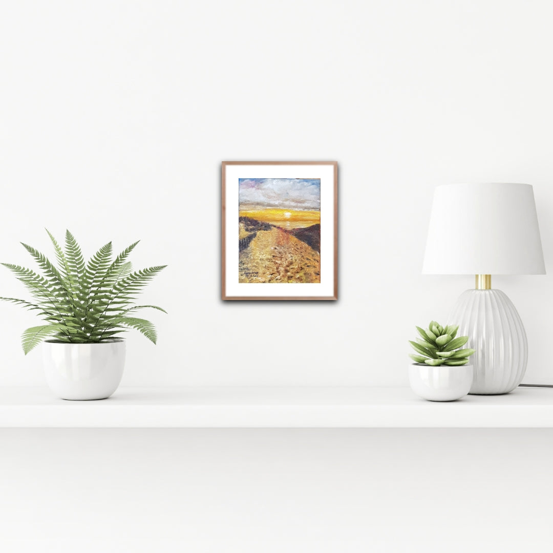 "Sunset Walk"  Oil Painting and Poem By Annmaree Mitchell, Free Shipping