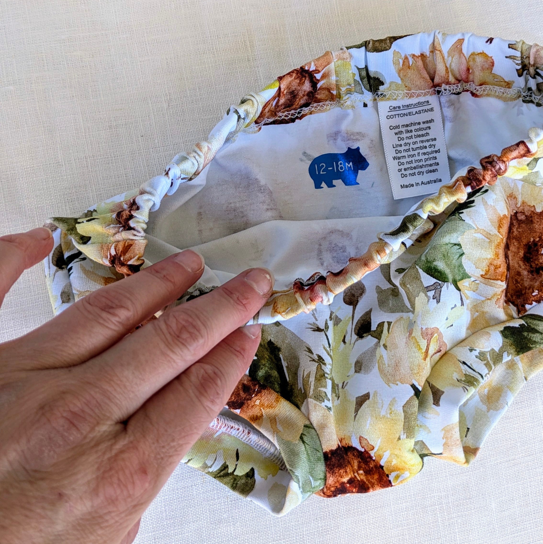 Baby Bummies and Bib Set, Sunflower Collection, Handmade by Love Our Zoo