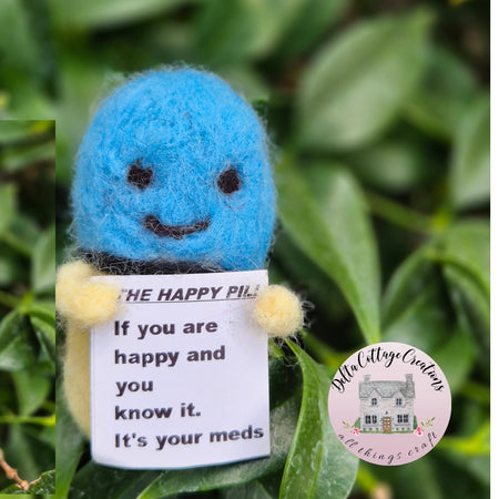 Needle Felted Happy Pill