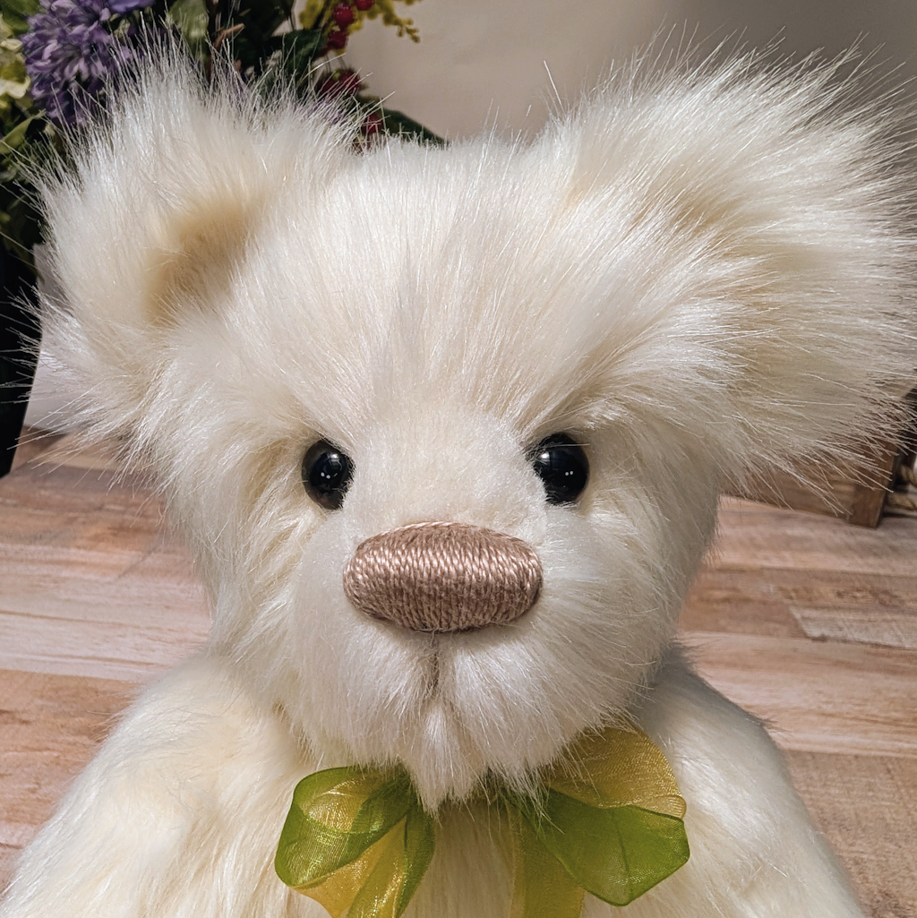 Handmade Cream Plush Teddy Bear: Collectible Artist Bear