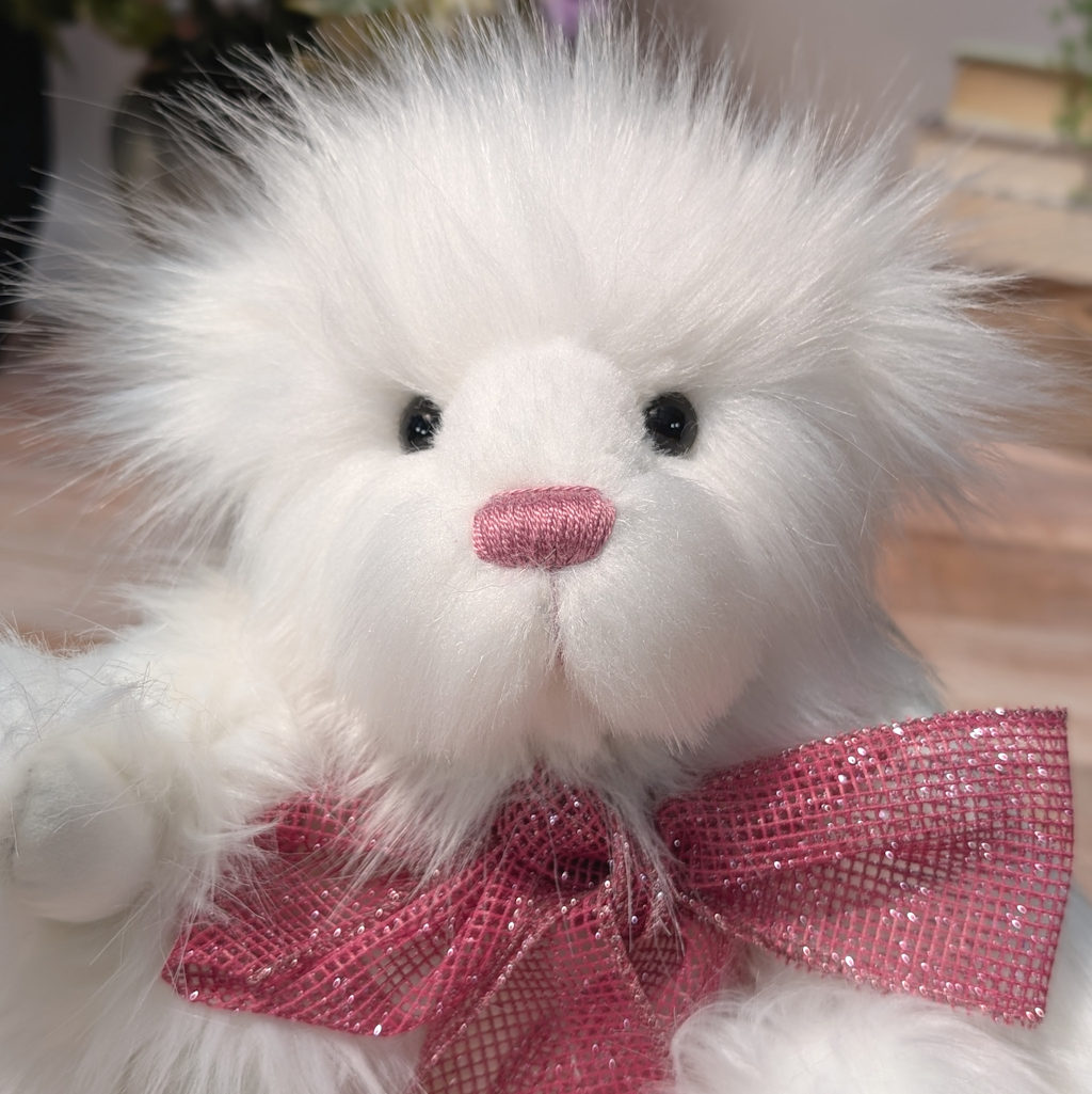 Handmade White Plush Artist Bear: Collectible One-of-a-Kind Teddy