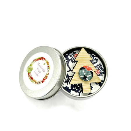 Kimono Christmas Tree Brooch with Gift Tin