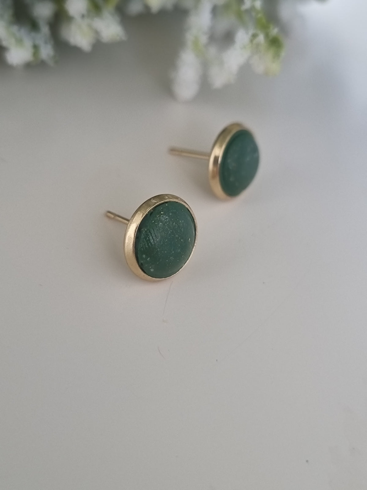 Christmas Green Gold Dust Studs