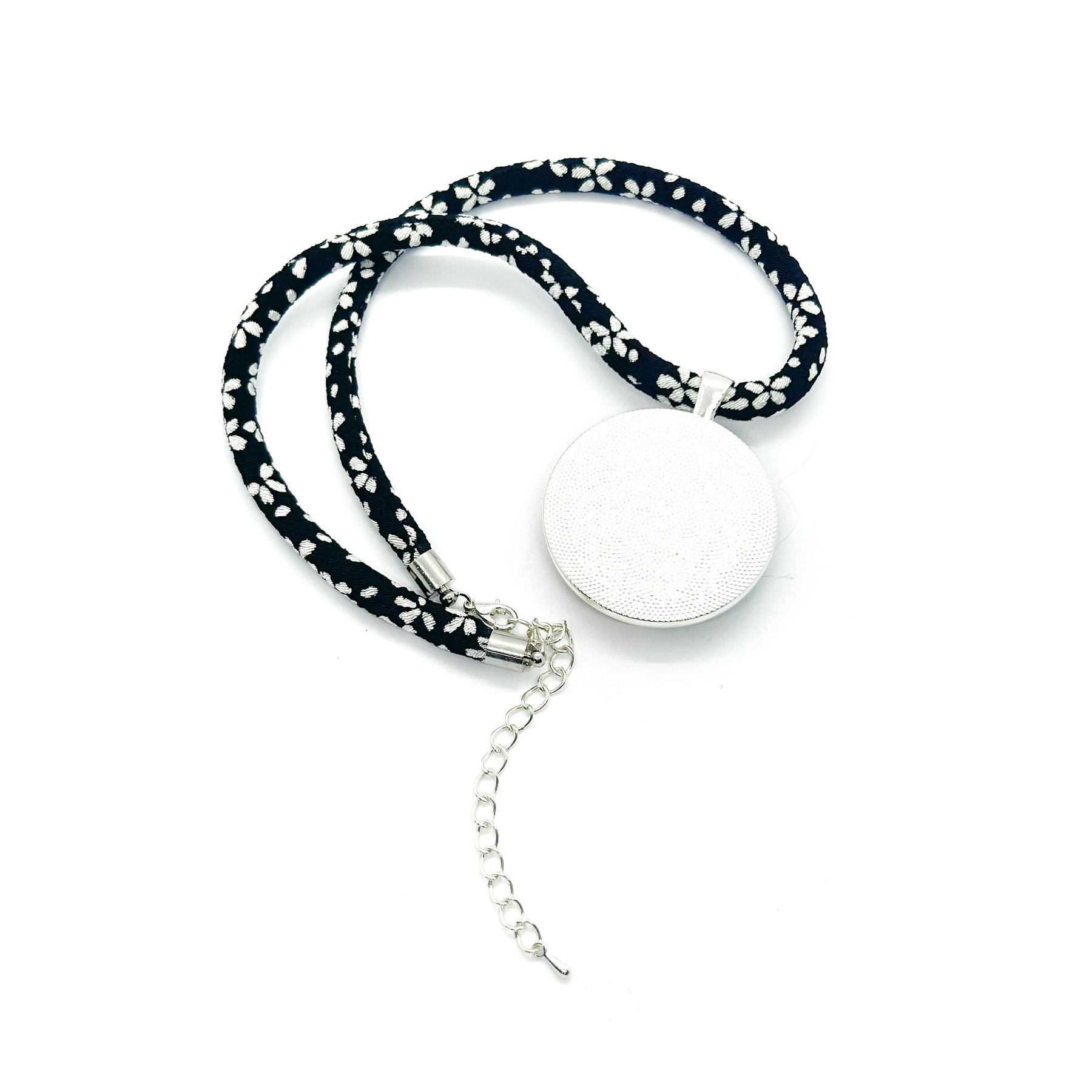 Kimono Pendant Necklace - Black Floral