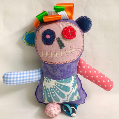 Fabric Monster Doll, Worry Doll, Softie Art Doll - Jazz