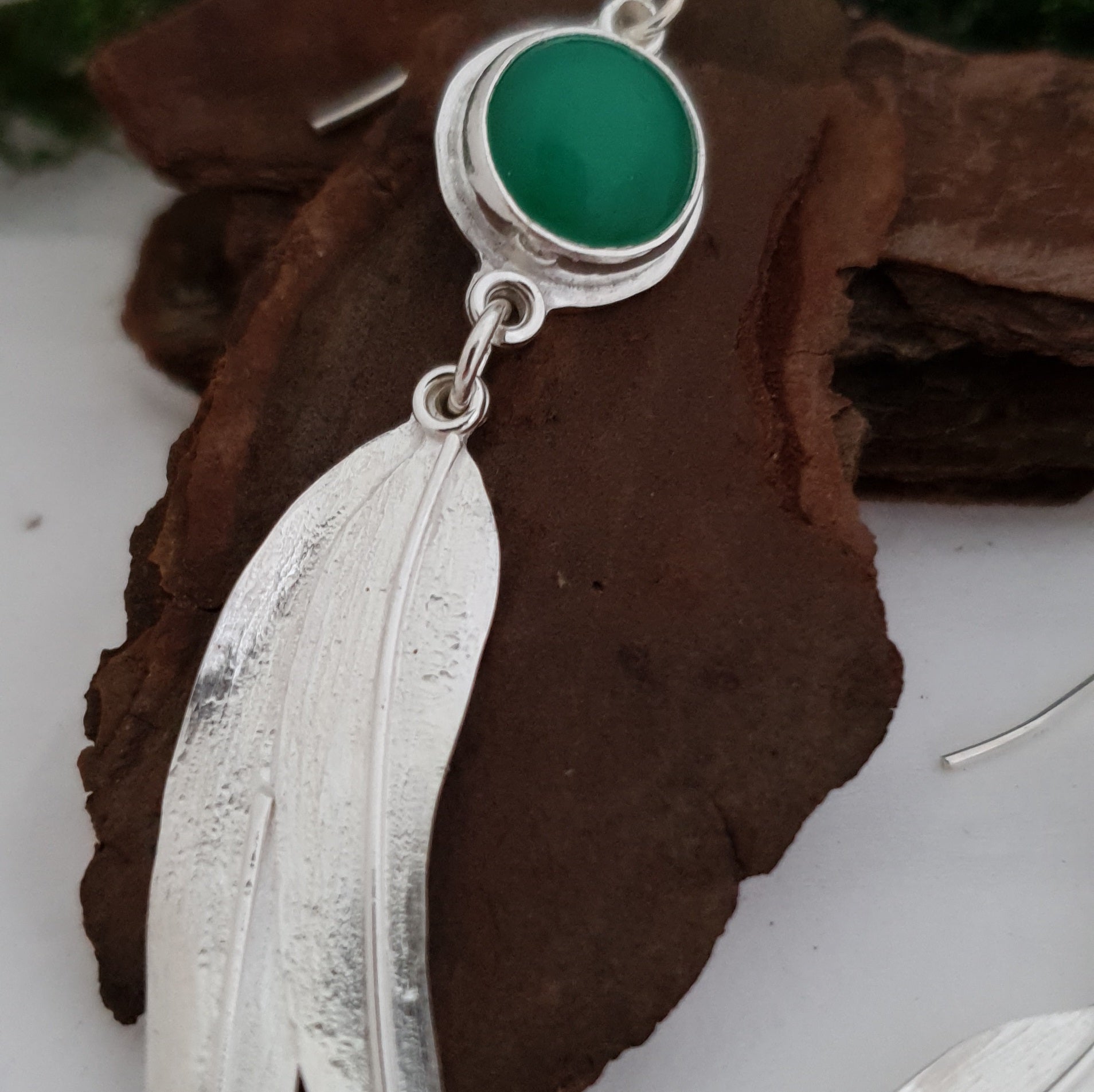 Silver eucalyptus leaves earrings