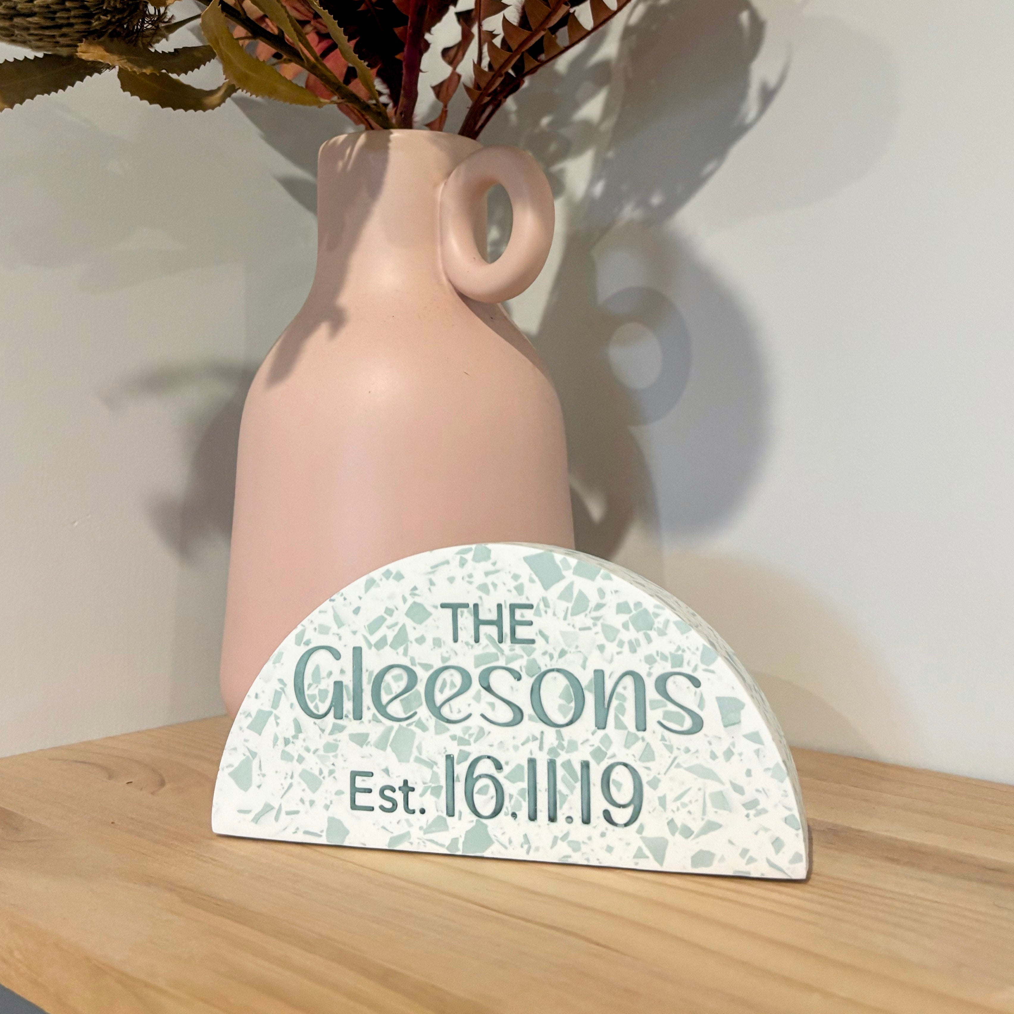 Custom wedding family name sculpture