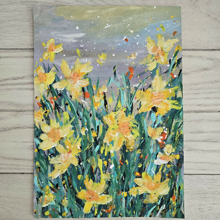 'March Birthday - Daffodils' Original Artwork on Watercolour Paper 21 x 29.7 cm