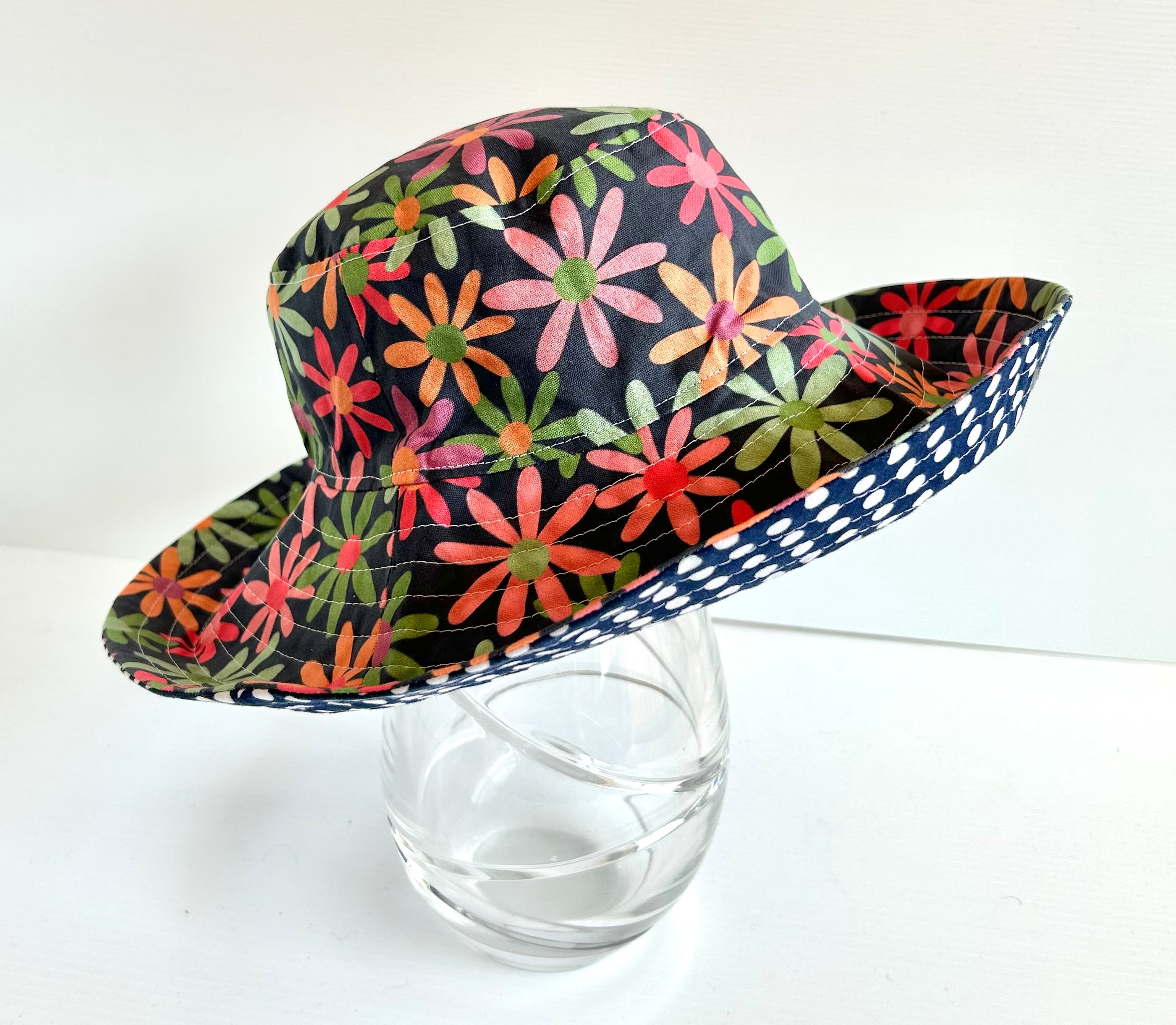 Ready to post- Small size wide brim hats with chin strap- reduced price