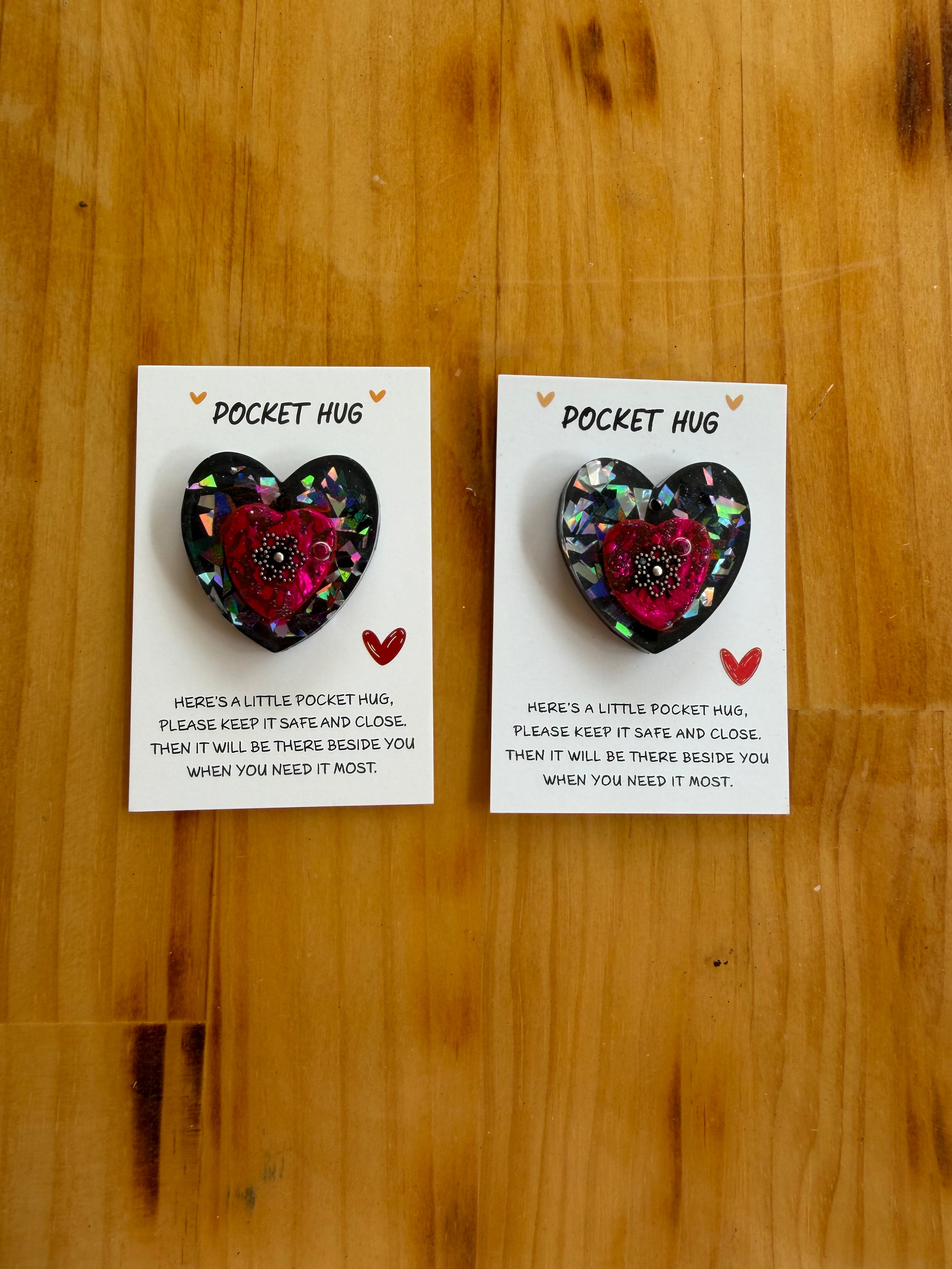 Pink And Silver Heart Pocket Hug