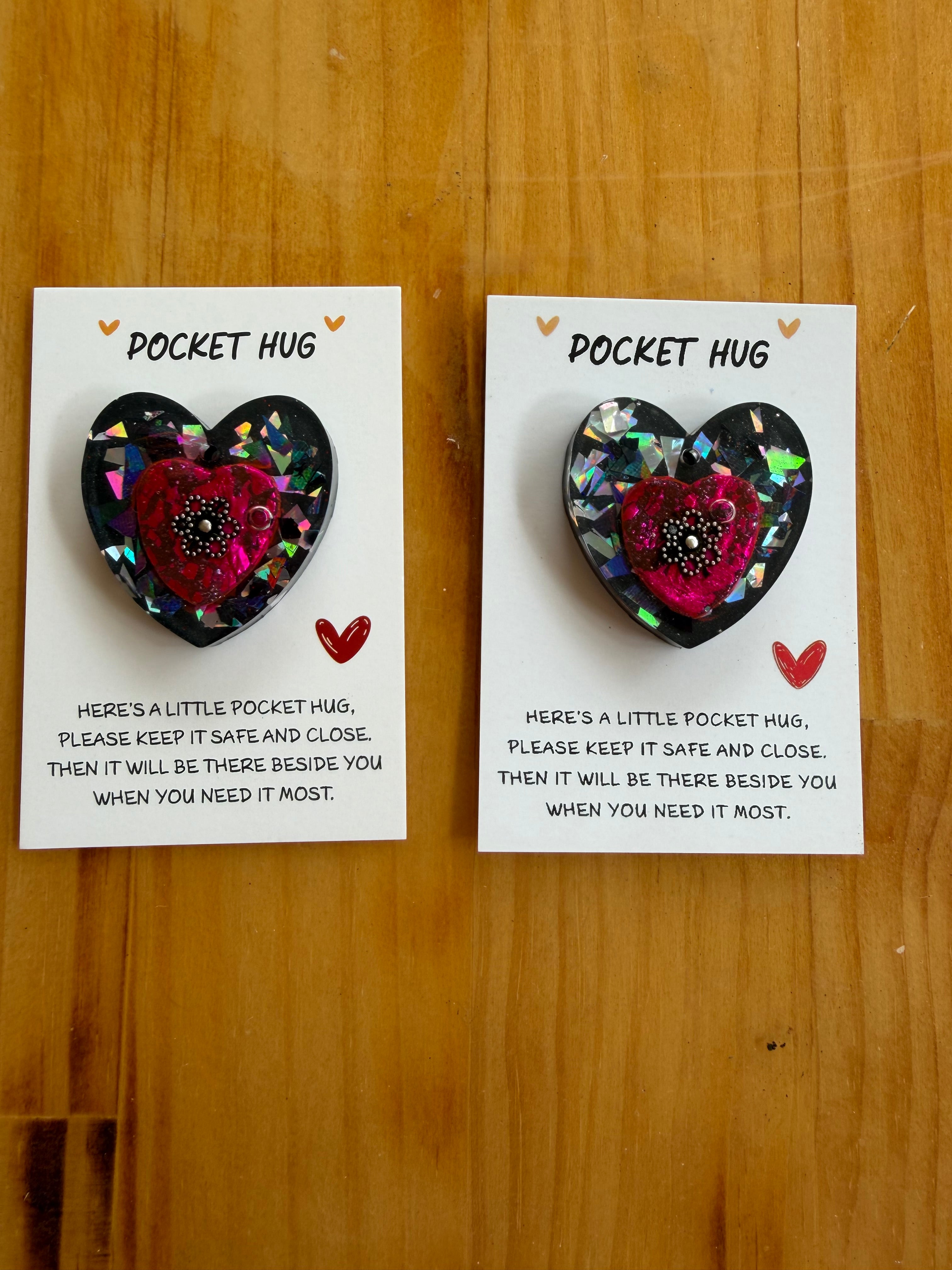 Pink And Silver Heart Pocket Hug